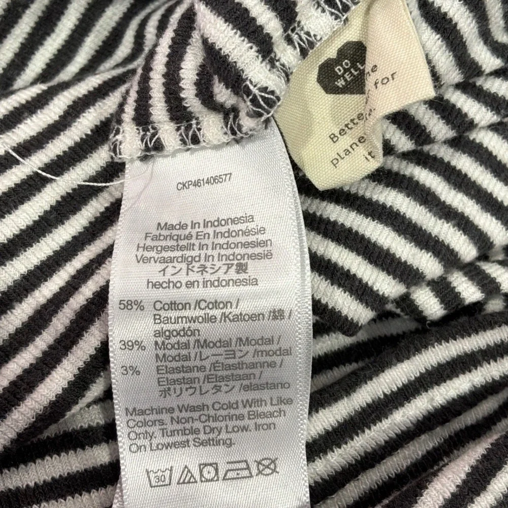 Madewell Womens Black White Striped Scoop Neck Short Sleeve Crop Top Size‎ M